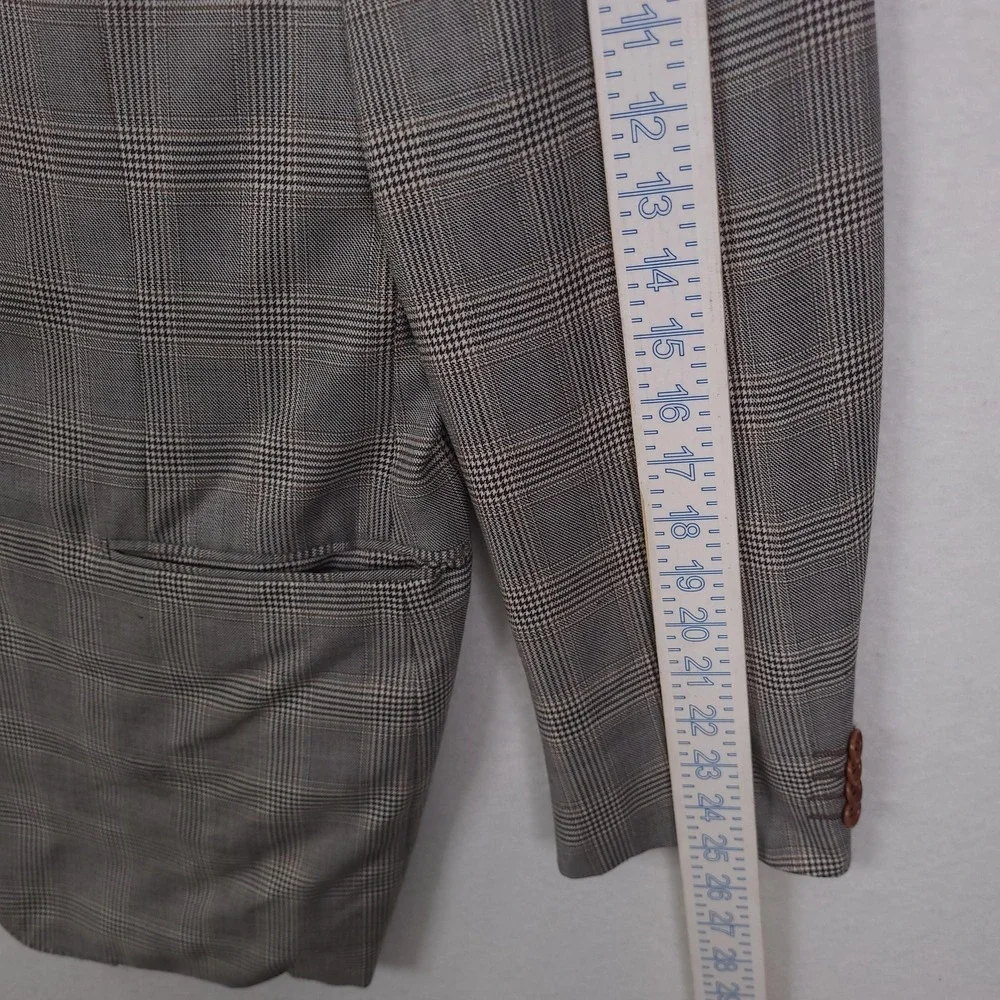 Trussini Blazer Mens 58 Gray Glen Plaid Wool Sport Coat Loro Piana Italy